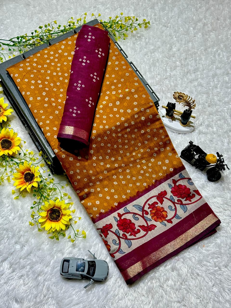 Mul Cotton Saree with Uniform Design and Matching Blouse